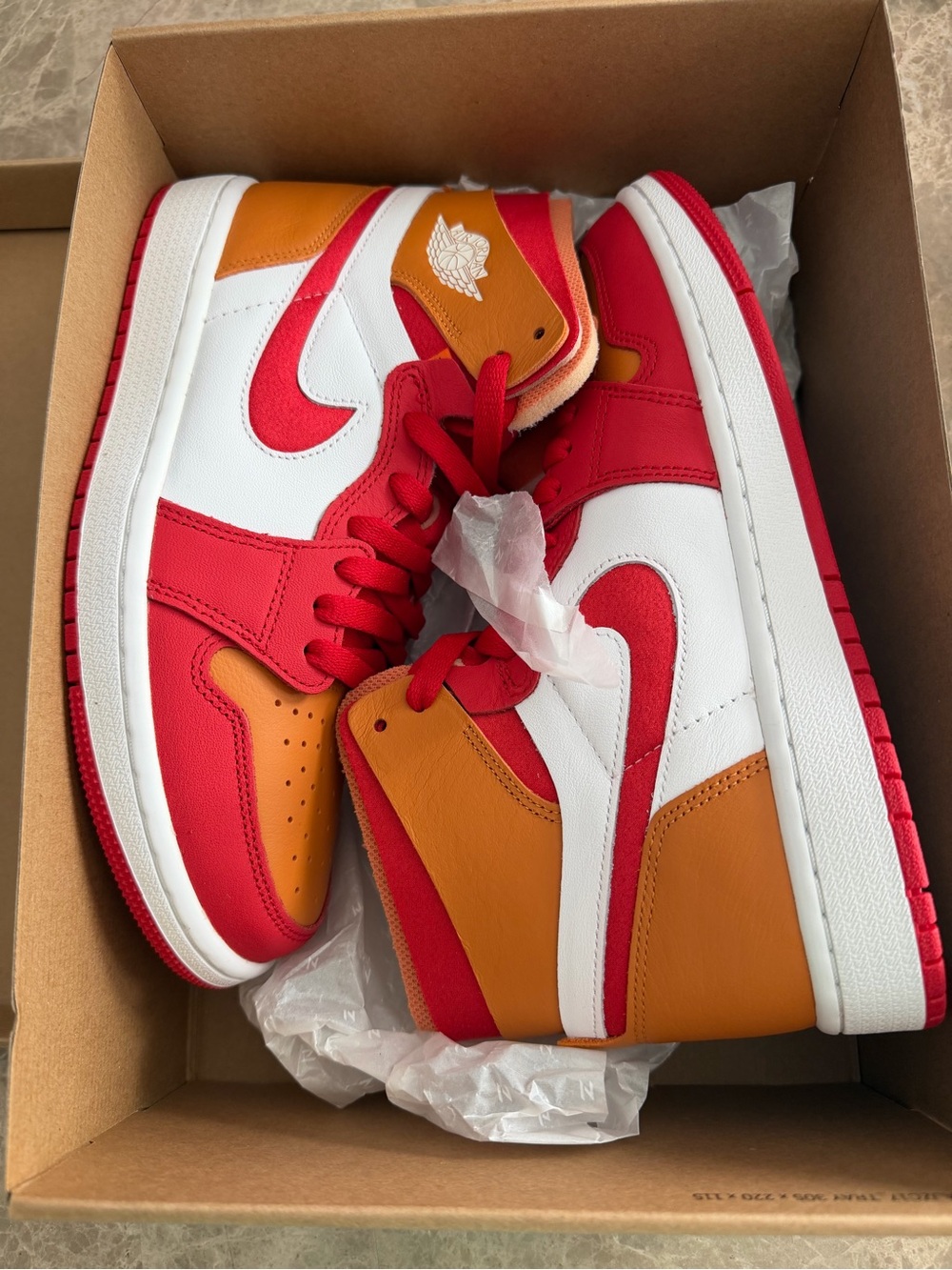 Jordan Women's High-Top Sneakers in Red, White & Orange
